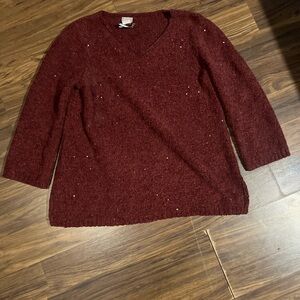 Chico's Deep Red V-Neck Sweater